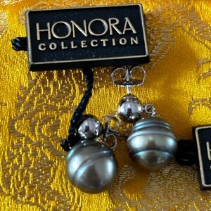 Honora Ringed Pearl 925 Sterling Dangle Earrings